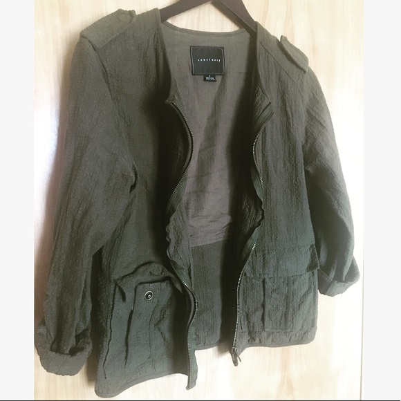 Anthropologie Cropped Olive Green Utility Jacket - Picture 2 of 3